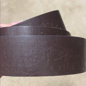 32 inch Brown Belt with etched mountain scene